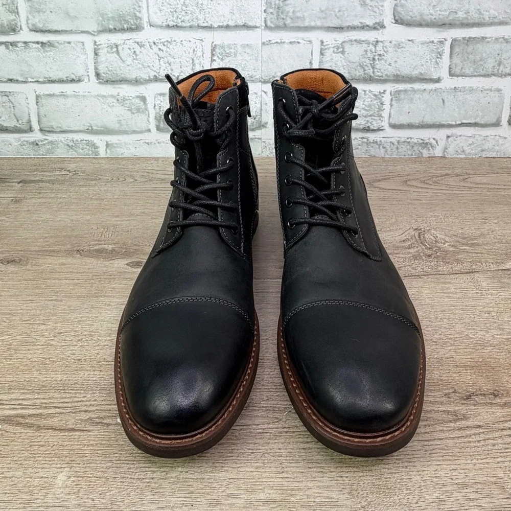 Florsheim Lodge Cap Toe  Boots Side Zip Leather Black Mens 10.5